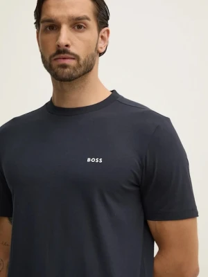 BOSS Green T-shirt męski bawełniany z elastanem Tee granatowy