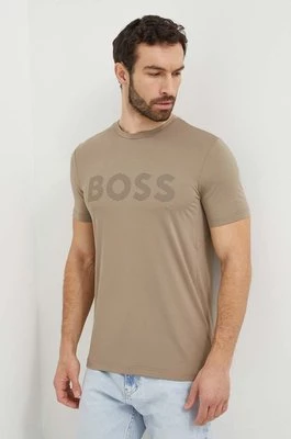 Boss Green t-shirt męski kolor beżowy z nadrukiem 50517911