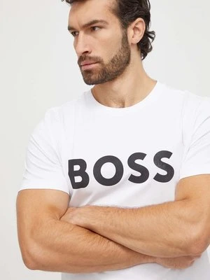 Boss Green t-shirt męski kolor biały z nadrukiem