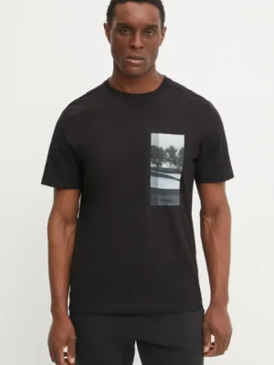 BOSS Green t-shirt męski kolor czarny z nadrukiem 50533233