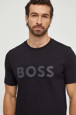 Boss Green t-shirt męski kolor czarny z nadrukiem