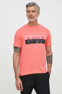 Boss Green t-shirt męski kolor różowy z nadrukiem 50512998