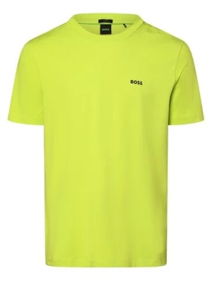 BOSS Green T-shirt męski Mężczyźni Bawełna zielony jednolity,