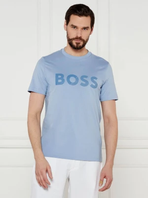 BOSS GREEN T-shirt Tape Logo | Regular Fit niebieski