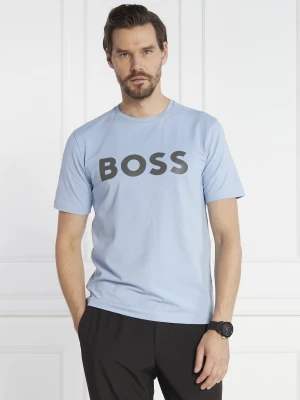 BOSS GREEN T-shirt Tee 8 | Slim Fit | stretch niebieski