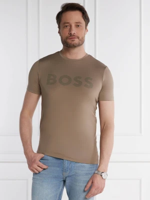 BOSS GREEN T-shirt Tee Active | Slim Fit beżowy