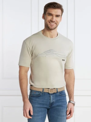 BOSS GREEN T-shirt Tee Titanium | Regular Fit beżowy