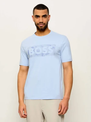 BOSS GREEN T-shirt TS_Globe | Regular Fit | stretch błękitny
