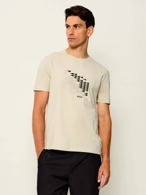 BOSS GREEN T-shirt TS_Network Flag | Regular Fit beżowy
