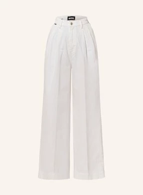 Boss Jeansy Central-Pleat Palazo weiss