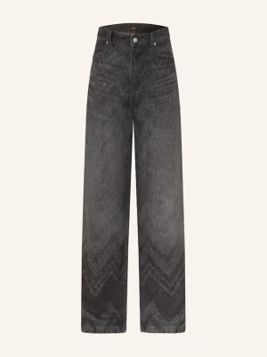 Boss Jeansy Straight Slouchy Z Ozdobnymi Kamykami schwarz 002 BLACK