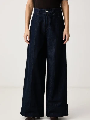 BOSS jeansy wide leg damskie WIDE LEG 1.0 granatowy