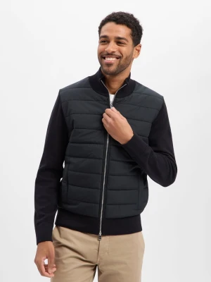 BOSS Kardigan z wełny dziewiczej - Hernesto Mężczyźni wełna ze strzyży czarny jednolity,