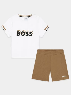 Boss Komplet t-shirt i spodenki J50624 M Beżowy Regular Fit