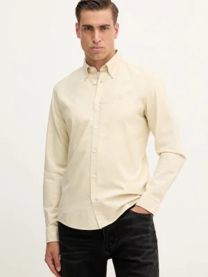 BOSS koszula bawełniana męska kolor beżowy regular z kołnierzykiem button-down 50544917