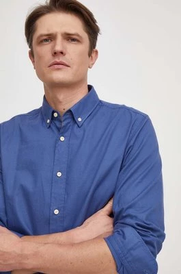 BOSS koszula bawełniana męska kolor niebieski regular z kołnierzykiem button-down