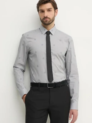 BOSS koszula bawełniana męska kolor szary slim z kołnierzykiem klasycznym 50533044