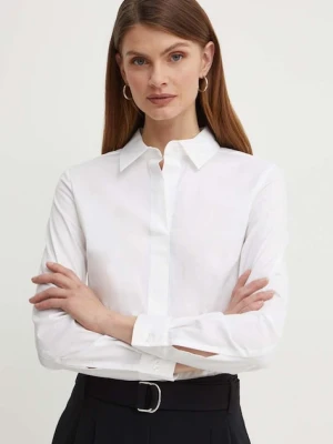 BOSS koszula damska kolor biały slim z kołnierzykiem klasycznym