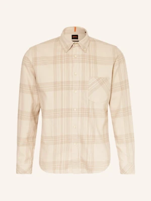 Boss Koszula Flanelowa Rickert Regular Fit beige