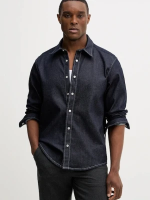 BOSS koszula jeansowa H-LIAM męska kolor granatowy regular z kołnierzykiem klasycznym 50556188