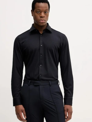 BOSS koszula męska kolor granatowy slim z kołnierzykiem włoskim 50550068