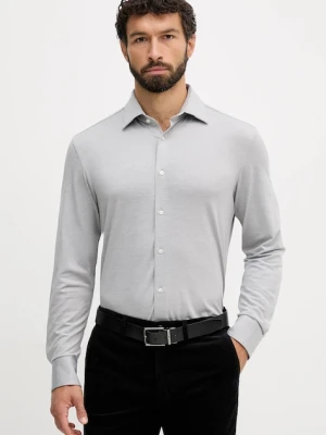 BOSS koszula męska kolor szary slim z kołnierzykiem klasycznym 50550563