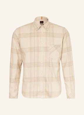 Boss Koszula Flanelowa Rickert Regular Fit beige