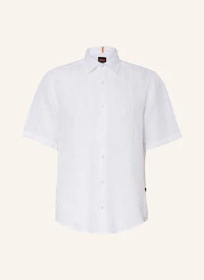 Boss Koszula Z Krótkim Rękawem Rash Regular Fit Z Lnu weiss