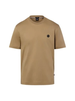 BOSS Koszulka męska - C-Taut Mężczyźni Bawełna beżowy|brązowy jednolity,