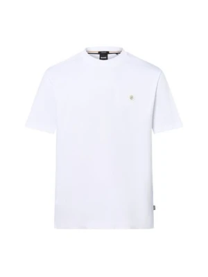 BOSS Koszulka męska - Taut Mężczyźni Bawełna biały jednolity,