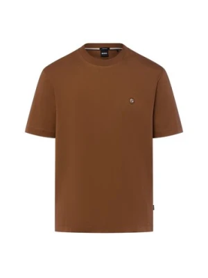 BOSS Koszulka męska - Taut Mężczyźni Bawełna brązowy jednolity,