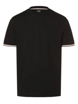 BOSS Koszulka męska - Thompson 04 Mężczyźni Bawełna czarny jednolity,