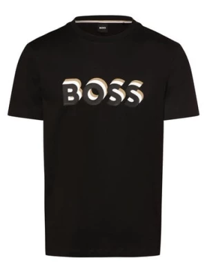 BOSS Koszulka męska - Tiburt 427 Mężczyźni Bawełna czarny nadruk,