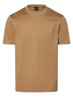 BOSS Koszulka męska - Tiburt 432 Mężczyźni Bawełna brązowy jednolity,