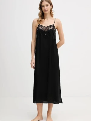 BOSS koszulka nocna Blossom Nightie damska kolor czarny satynowa 50557139
