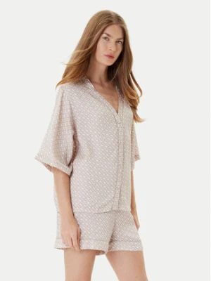BOSS Koszulka piżamowa Sateen 50545615 Beżowy Relaxed Fit