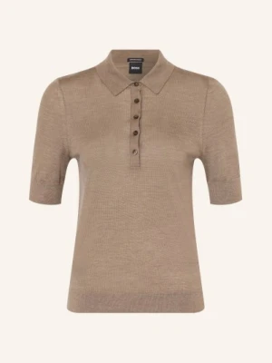 Boss Koszulka Polo Fidenka Z Wełny Merino beige BRĄZOWY