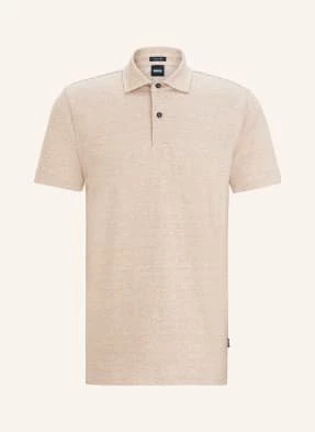 Boss Koszulka Polo Z Piki Press Regular Fit Z Dodatkiem Lnu beige