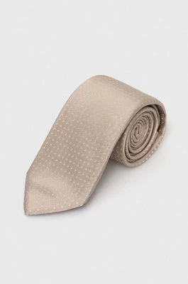 BOSS krawat jedwabny kolor beżowy 50512631