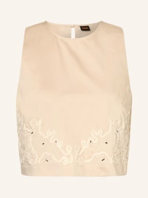 Boss Krótki Top Balemba Z Koronką Z Dziurkami beige