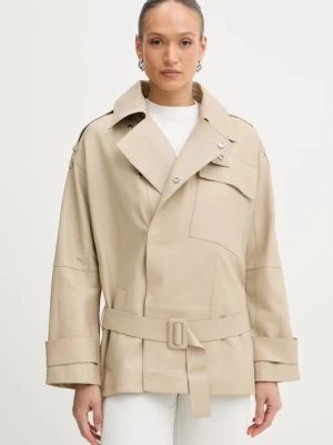 BOSS krótki trencz damski skórzany Satila