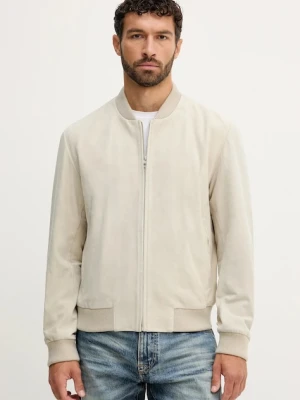 BOSS kurtka bomber zamszowa BECKHAM X BOSS kolor beżowy przejściowa 50549074