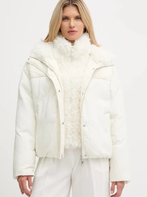 BOSS kurtka kolor beżowy zimowa oversize 50546842