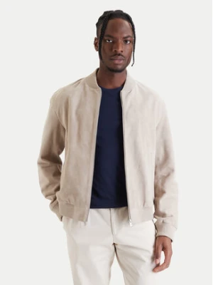 BOSS Kurtka skórzana H-Muller 50543213 Beżowy Regular Fit