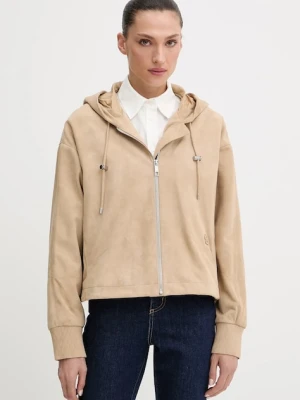 BOSS kurtka zamszowa kolor beżowy przejściowa oversize 50543211