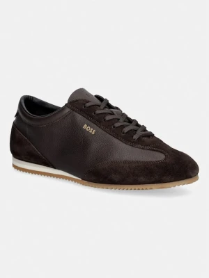 BOSS Lineor sneakersy męskie skórzane brązowy