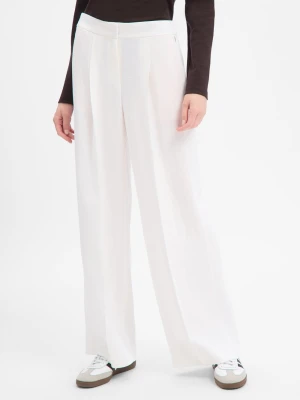 BOSS Lniane spodnie - Tiana11 Kobiety biały,