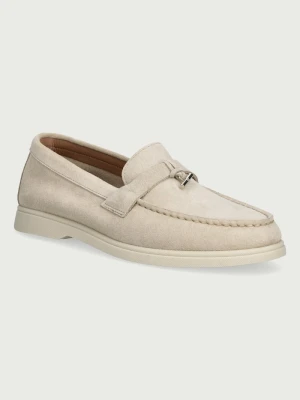 BOSS loafersy damskie zamszowe Sienne beżowy