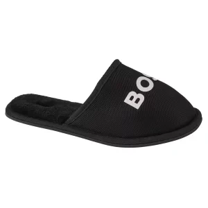 BOSS Logo Slippers J29312-09B, Dla chłopca, Czarne, Kapcie, tkanina, rozmiar: 36