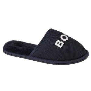 BOSS Logo Slippers J29312-849, Dla chłopca, Granatowe, Kapcie, tkanina, rozmiar: 36